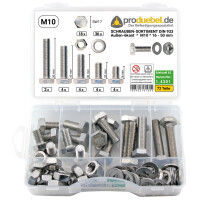 Basis Schrauben-Sortiment DIN 933 M10 Edelstahl A2 V2A (DIN9