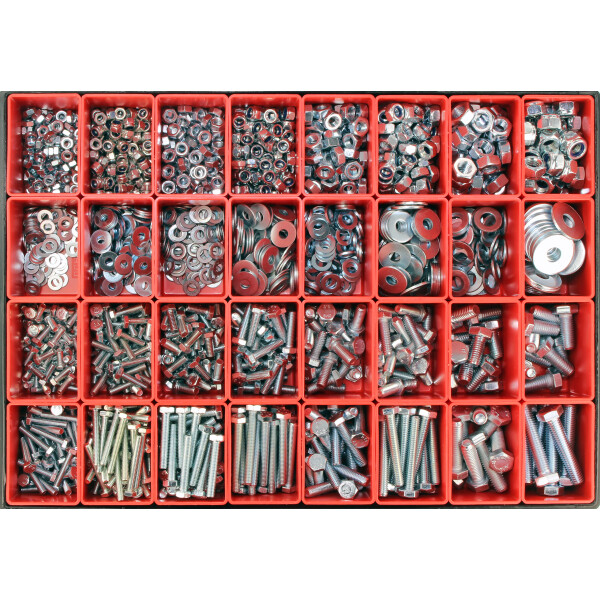 RS PRO Stahl Schrauben/Bolzen und Muttern-Sortiment Sechskant, M10, M12, M6,  M8 x 30 → 80mm, 476 Stück