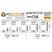 Basis Schrauben-Sortiment DIN 933 M6 Stahl verzinkt 8.8 (DIN