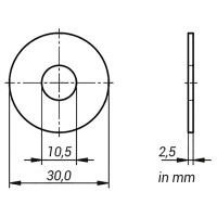 DIN 9021 große Unterlegscheibe Edelstahl A2 V2A 10,5 *