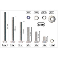 DIN 933 6-kant Schraubensortiment M10 Edelstahl A2 V2A (DIN9
