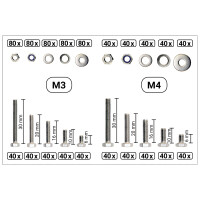 DIN 933 6-kant Schraubensortiment M3 & M4 Stahl verzinkt