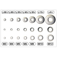 DIN 125/127/9021 Scheiben-Sortiment Stahl verzinkt Ø 