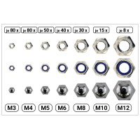 DIN 934/985/1587 Muttern-Sortiment Stahl verzinkt Ø M