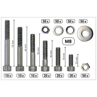 DIN 912 Zylinderschrauben-Sortiment Edelstahl A2 V2A M8 inkl